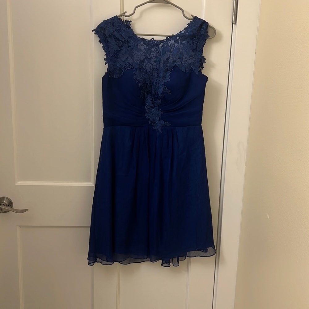 Dark blue lace knee length dress